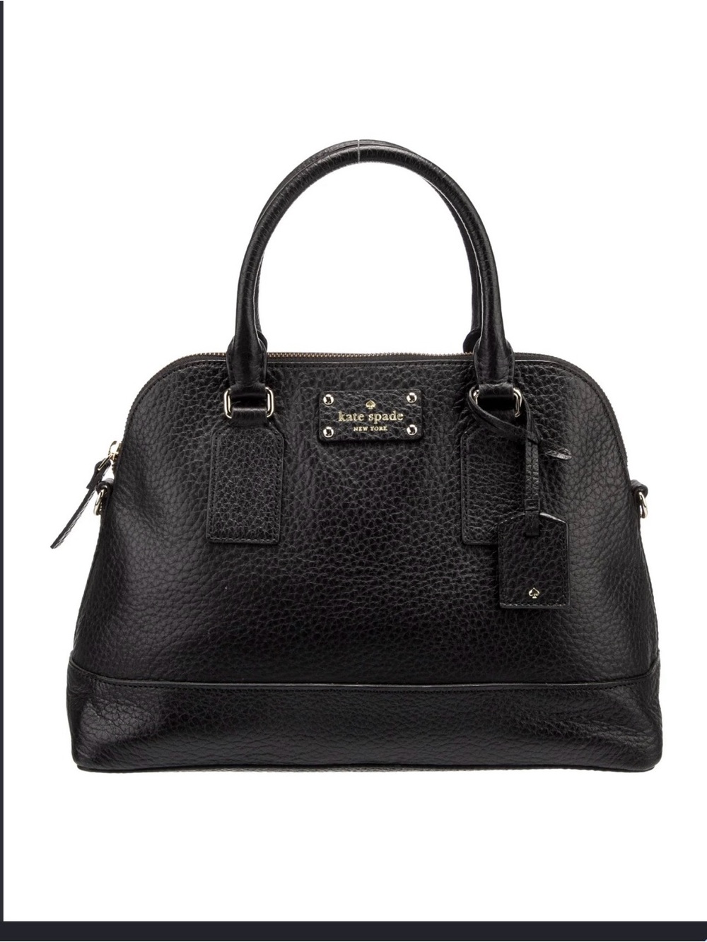 kate spade Black Pebbled 100% Cow Leather Dome Satchel Crossbody Hand Bag EUC